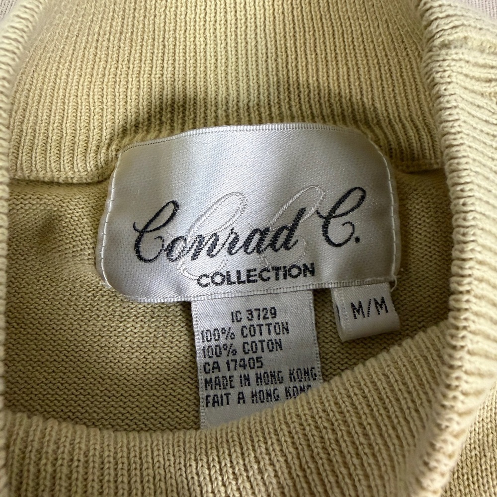 Vintage Conrad C Beige Cotton Sweater Mock Neck Size M - Picture 3 of 10
